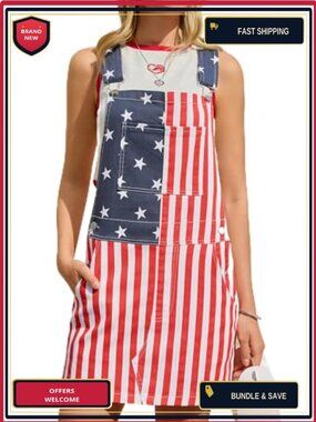 Women's Stretchy Overall Dress Adjustable Straps Pockets Sleeveless